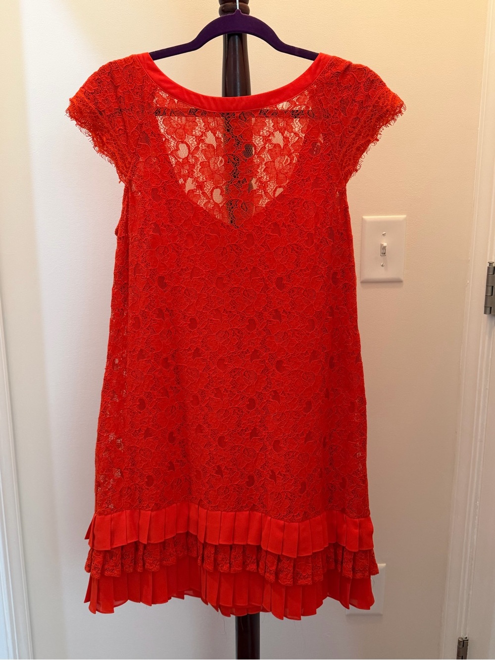 Jessica Simpson Coral Lace Layered Hem Dress